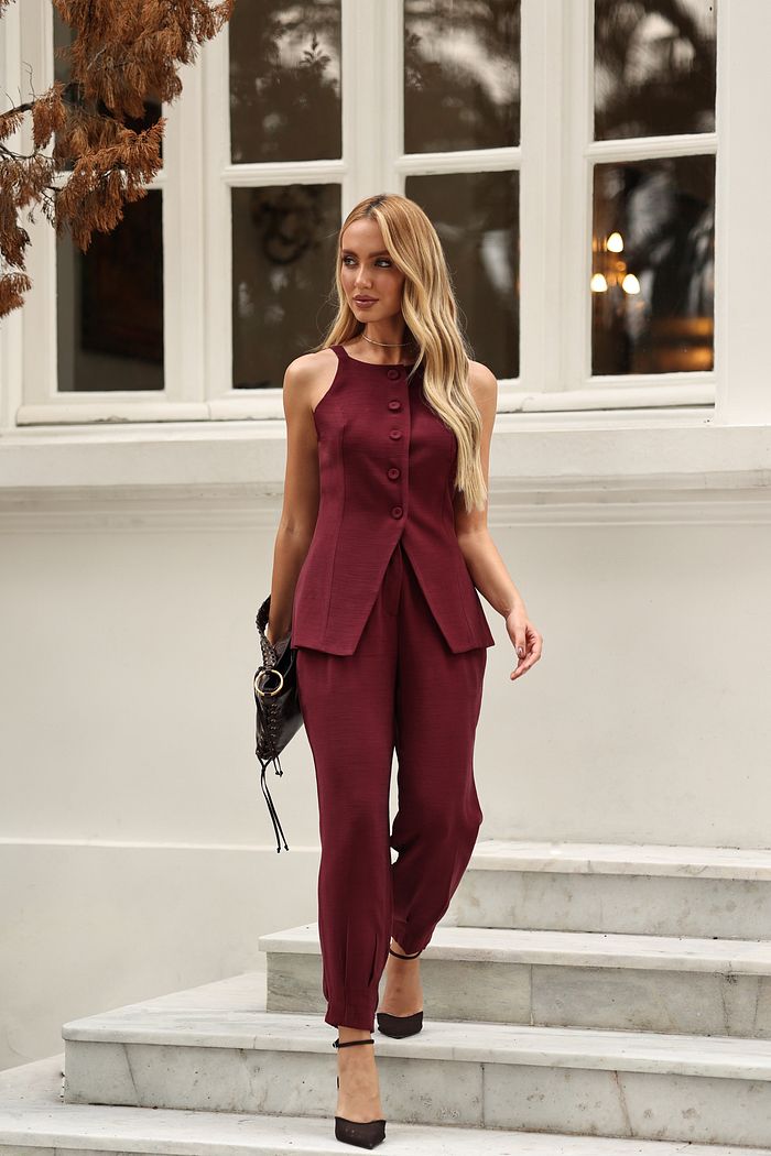 Calça Cenoura Pregas Piquet - Donna Ritz