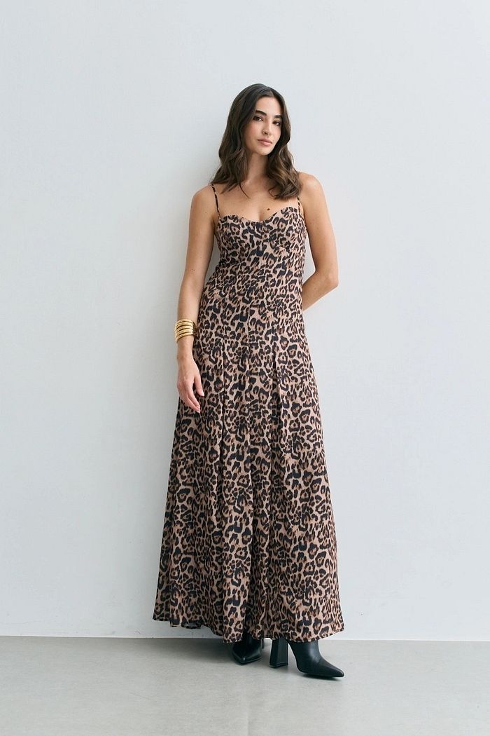 Vestido Longo Estampa Onça