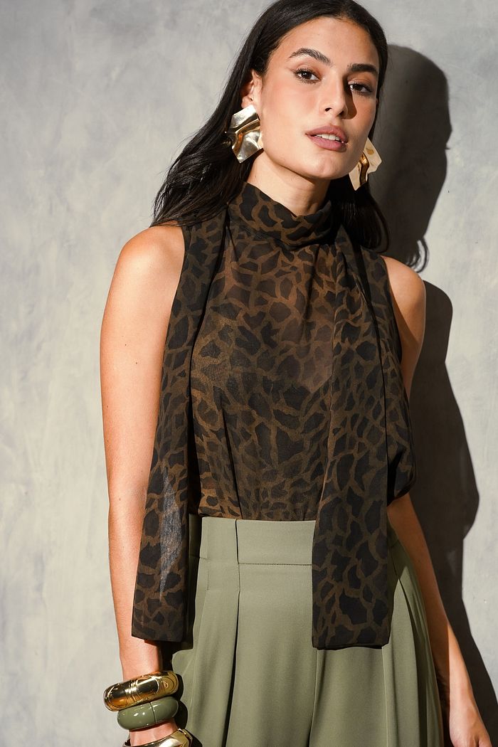 Regata Lenço Chiffon Animal Print - Donna Ritz