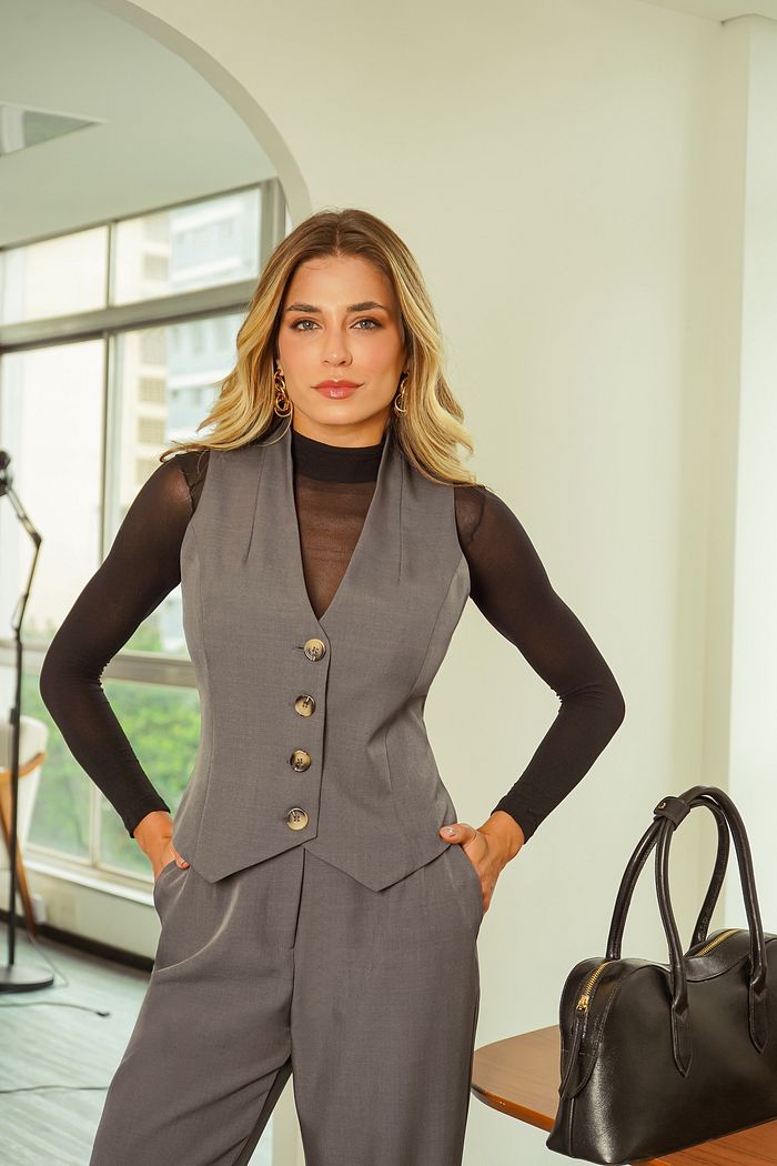 Colete Alfaiataria Botões - Donna Ritz