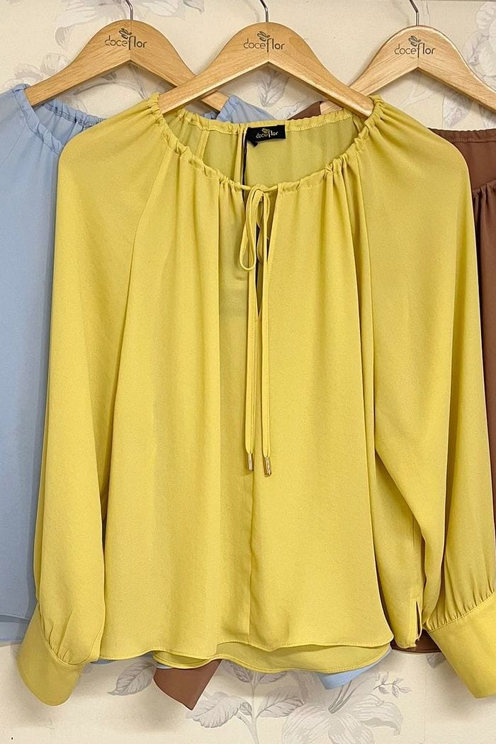 Bata Crepe Amarração Manga Longa - Doce Flor