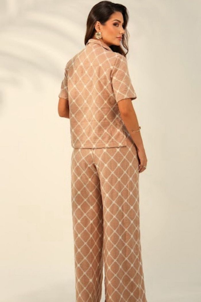 Calça Pantalona Bordado - Aline