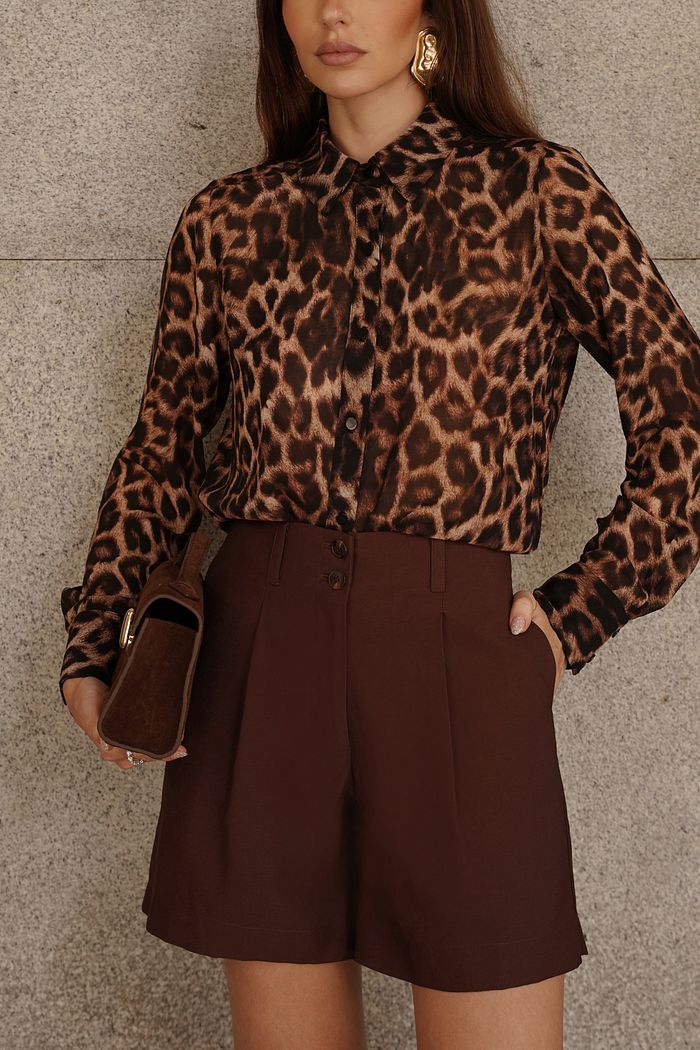 Camisa Crepe Animal Print - Doce Flor
