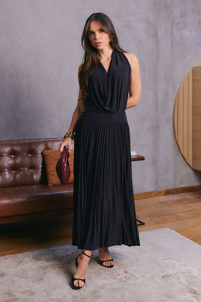 Saia Malha Jersey Plissada - Unique Chic