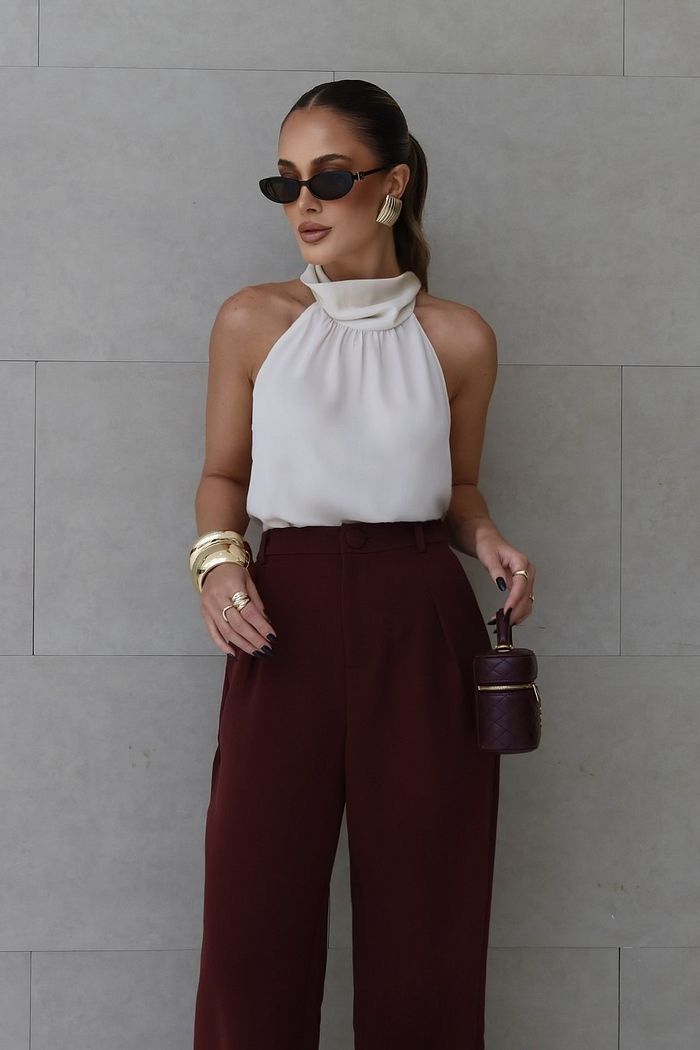 Regata Crepe Halter Gola Alta - Milalai