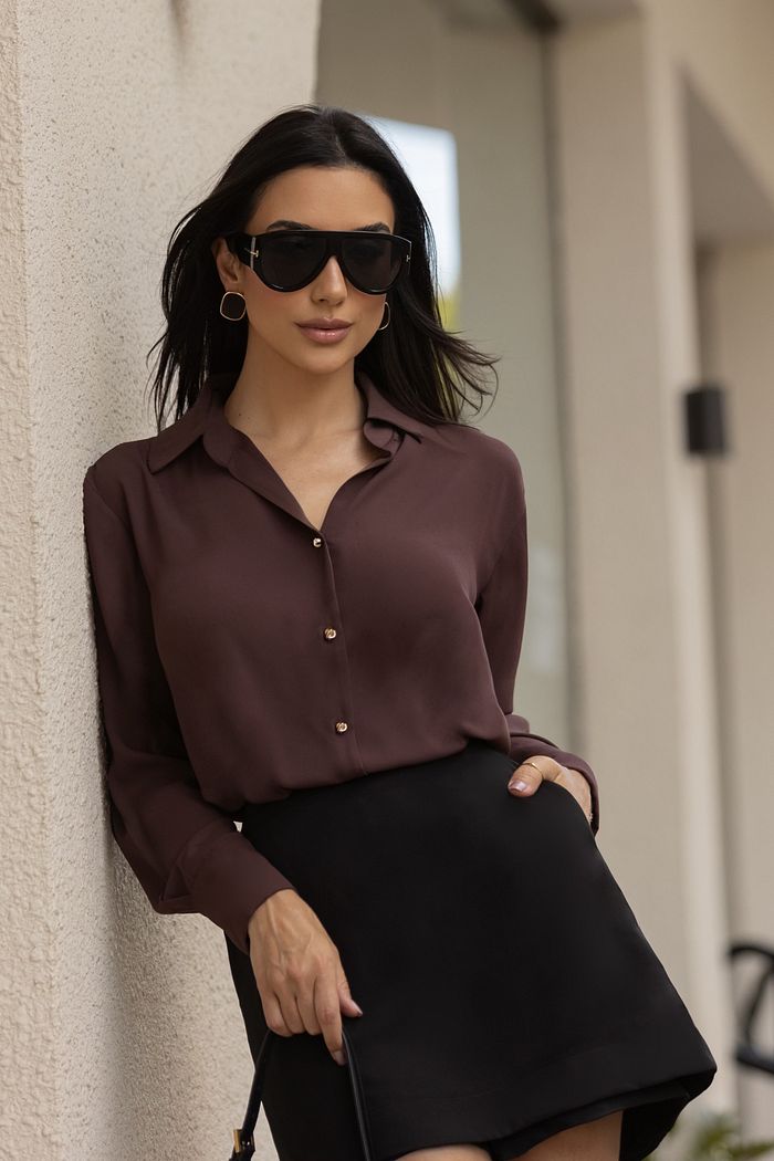 Camisa Gola Crepe Botão Orgânico - Milalai