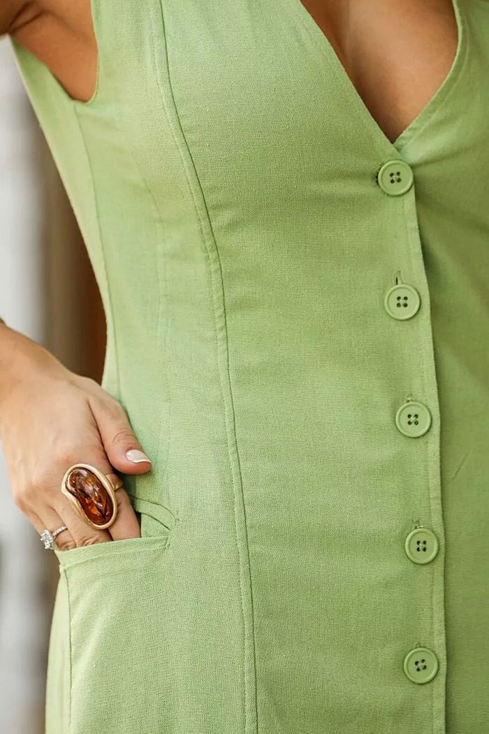 Vestido Longo Linho Misto - Olívia