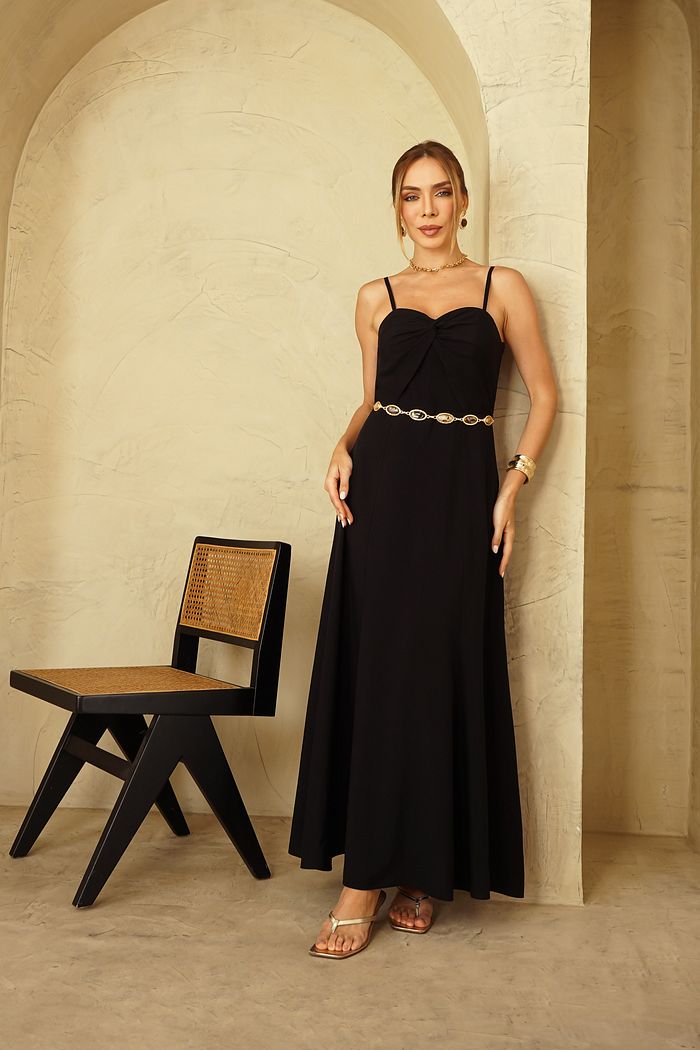 Vestido Longo Torcido Decote - Donna Ritz