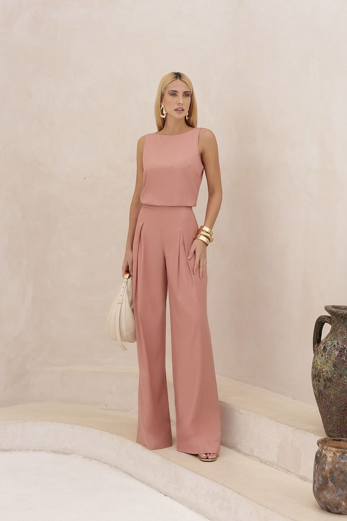 Calça Wide Com Pregas - Doce Flor