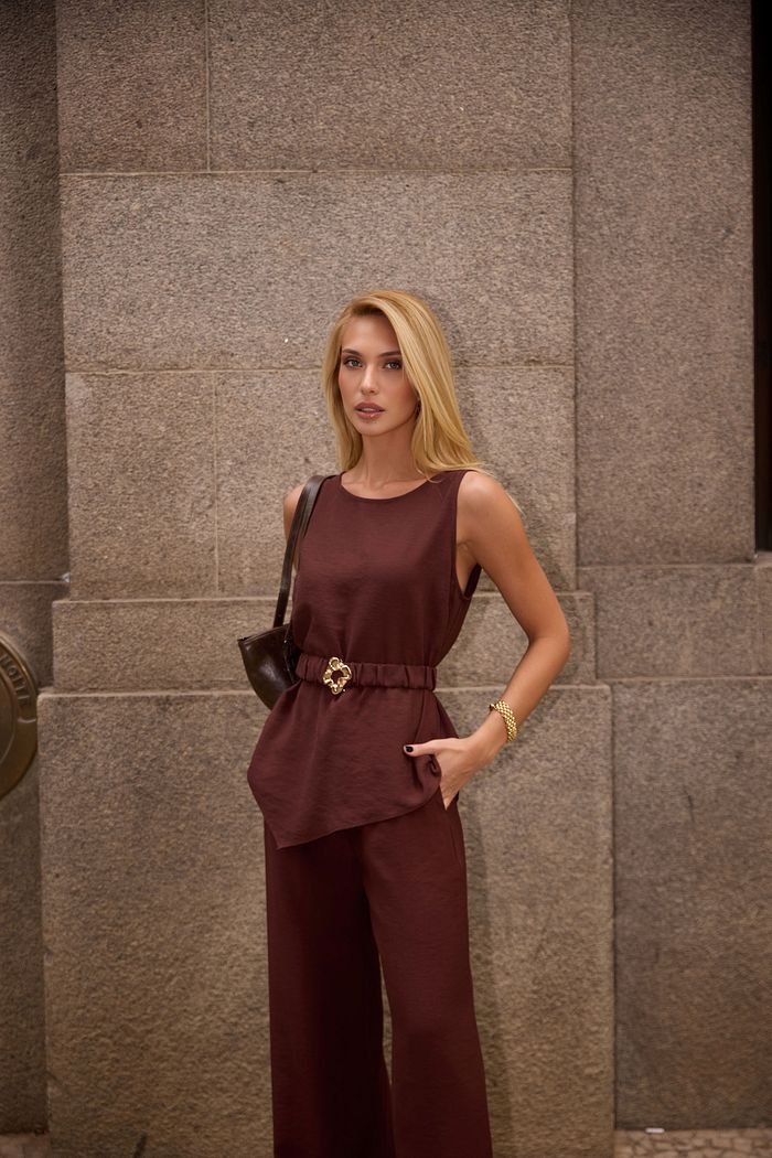 Regata Viscose Assimétrica com Cinto - Milalai