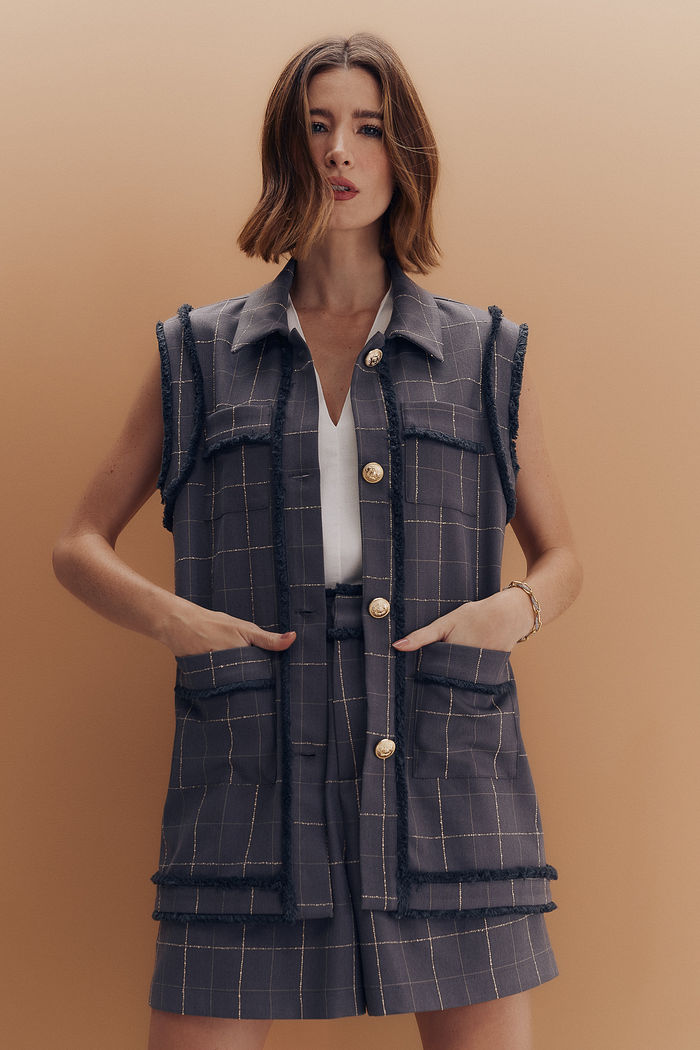 Colete Franja Xadrez