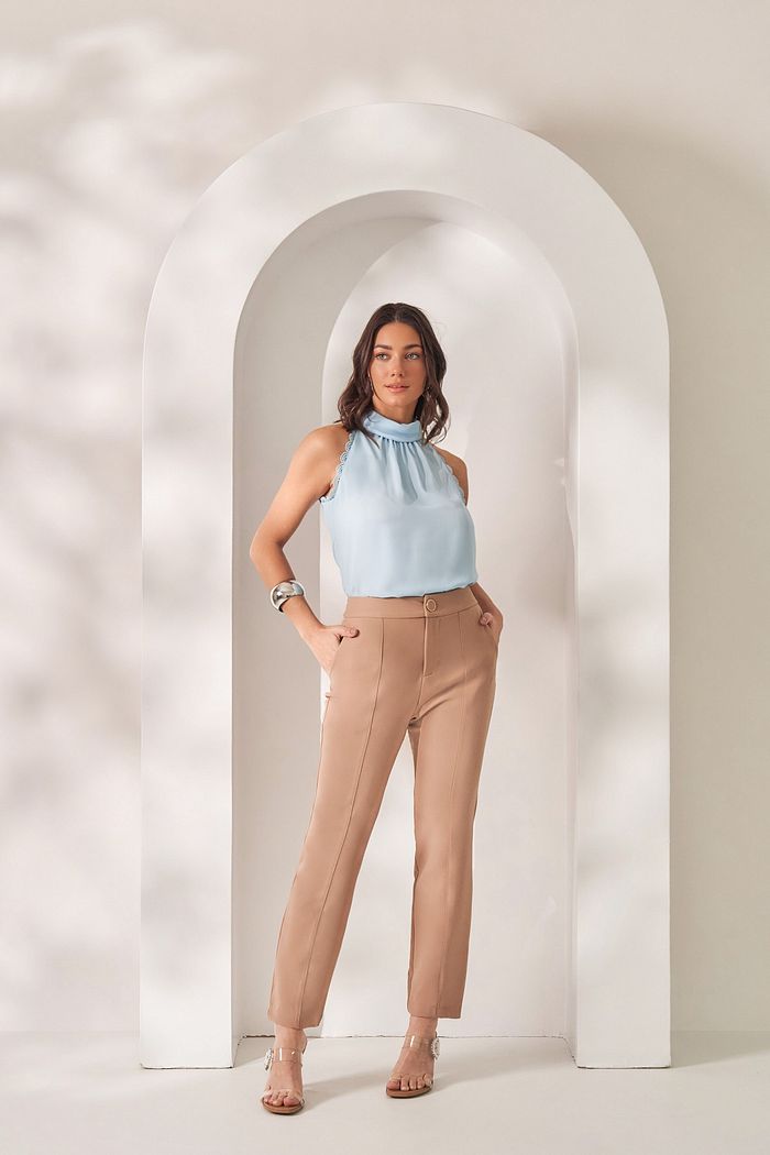 Regata Crepe Gola e Renda - Milalai