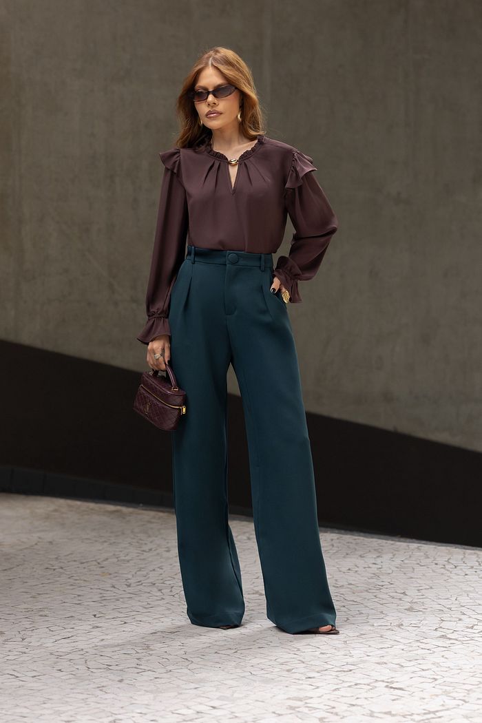 Calça Reta Alfaiataria Botão - Milalai