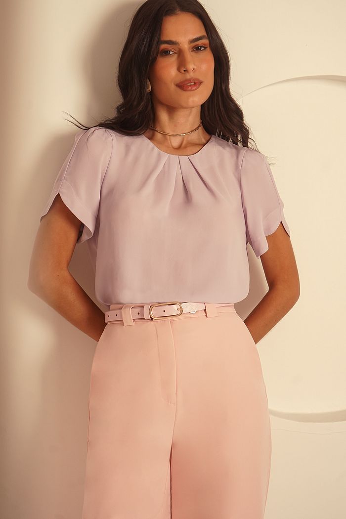 Blusa Crepe Mga Curta- Donna Ritz