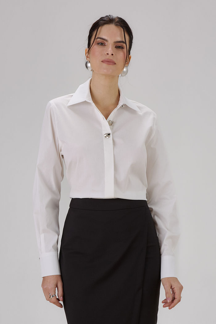 Camisa Tricoline Botão Orgânico Metal - Unique Chic