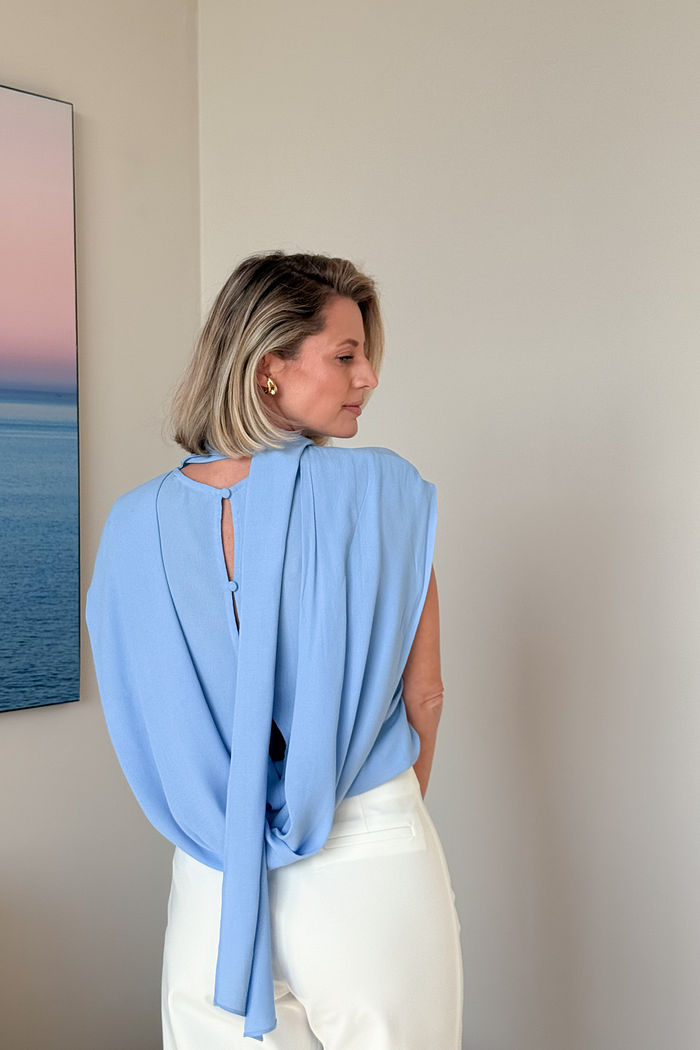 Blusa Letícia Viscose Gola Alta Laço - Unique Chic