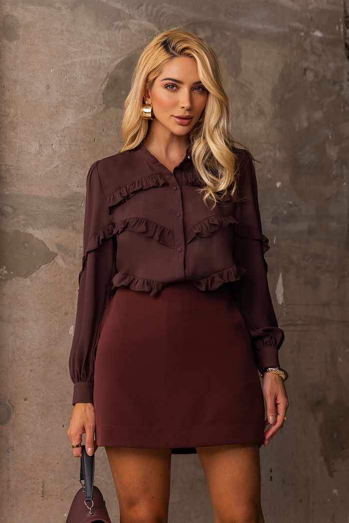 Camisa Crepe Com Babados - Milalai