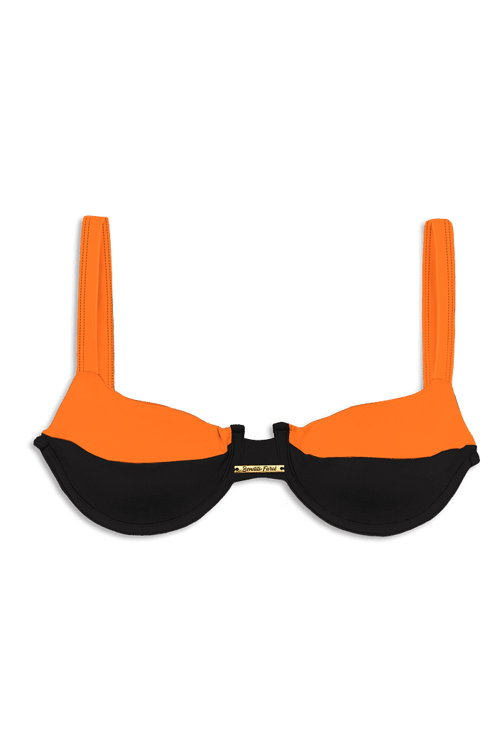 TOP DE BIQUÍNI MEIA TAÇA UP DUO | PRETO/CITRUS LISO