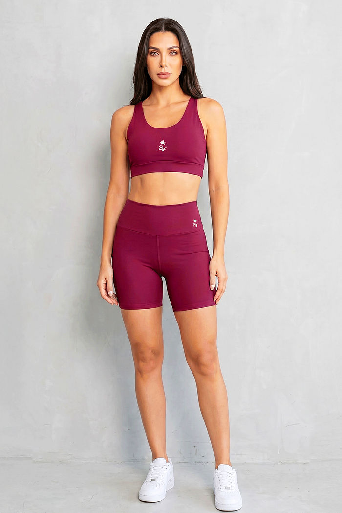 SHORT FITNESS FEMININO VINHO BENDITO FAROL - ZERO TRANSPARÊNCIA