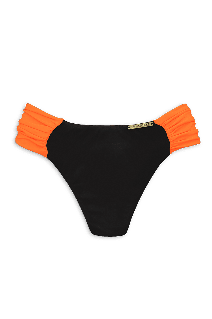 CALCINHA DE BIQUÍNI BORBOLETA DUO EMPINA BUMBUM  | PRETO/LARANJA CITRUS