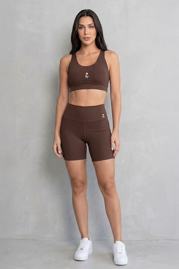 TOP FITNESS FEMININO NADADOR MARROM BENDITO FAROL