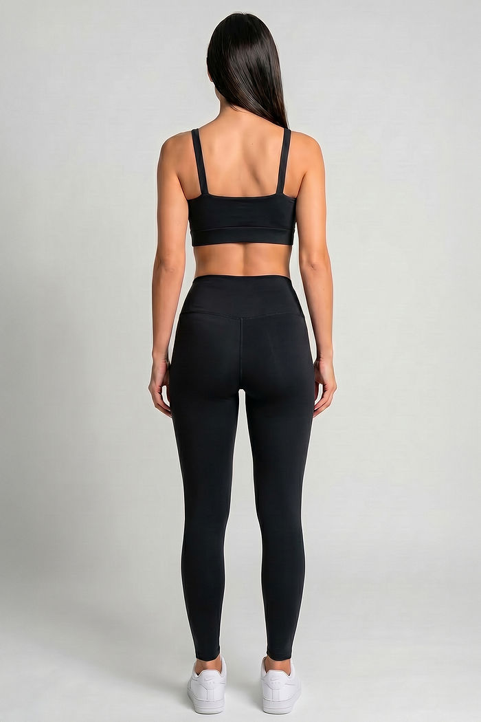 CONJUNTO FITNESS FEMININO TOP E LEGGING PRETO BENDITO FAROL