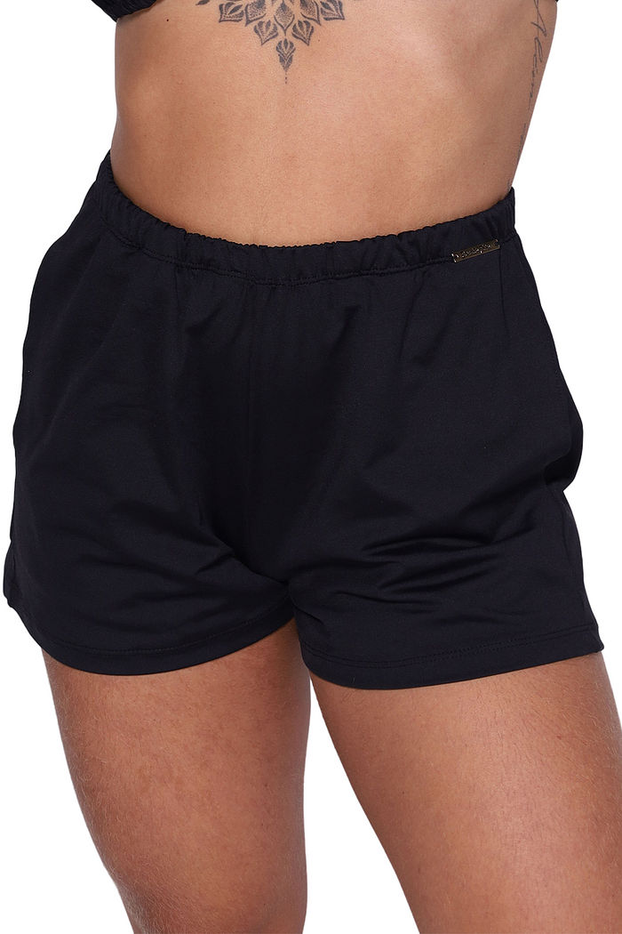 SHORTS JU | SHORTS FEMININO DE PRAIA PRETO LISO