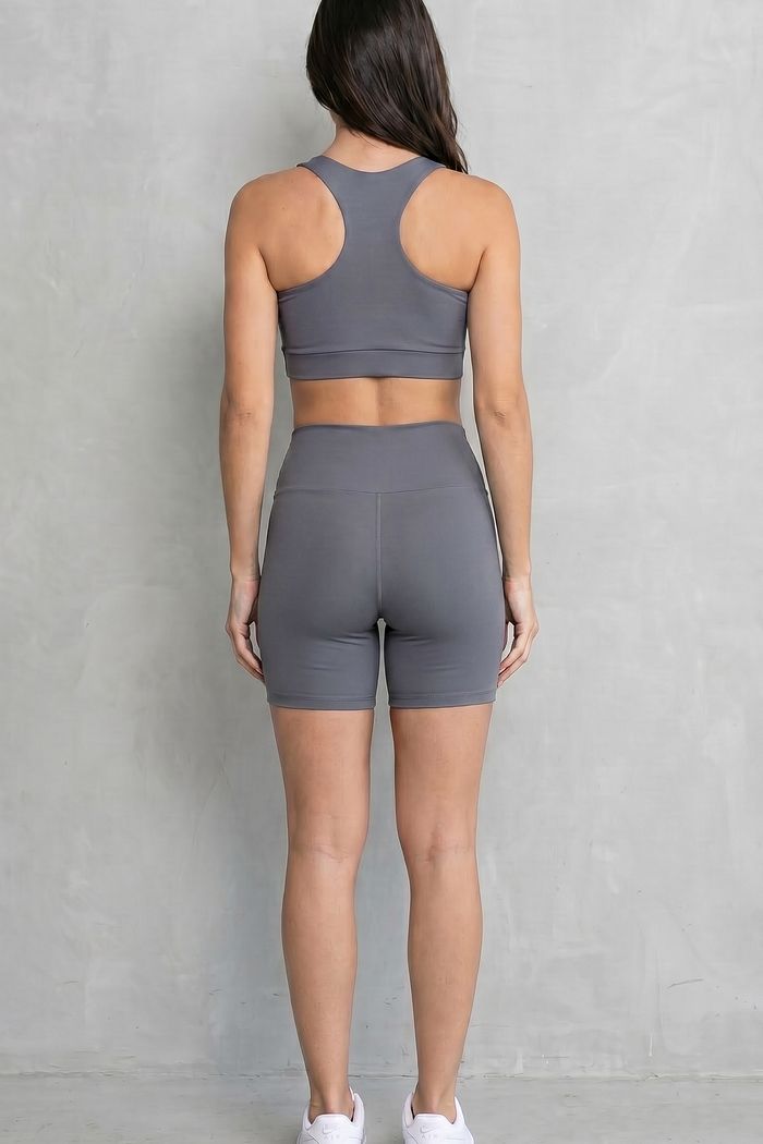 CONJUNTO FITNESS FEMININO TOP E SHORT AÇO BENDITO FAROL
