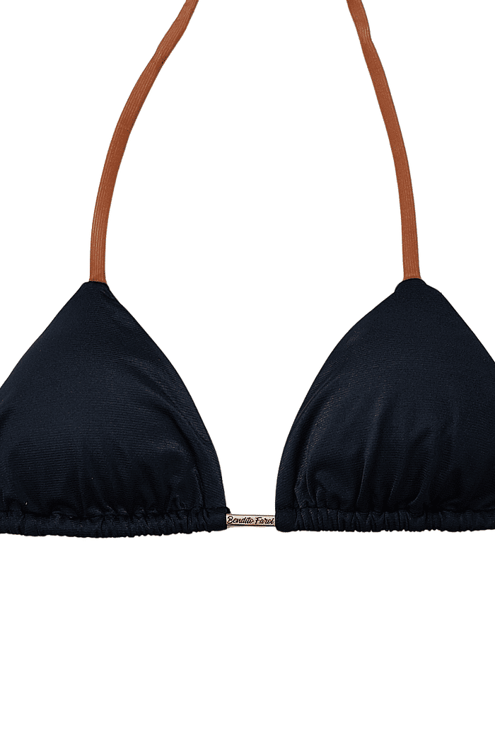 TOP DE BIQUÍNI CORTININHA NORONHA | PRETO E CARAMELO