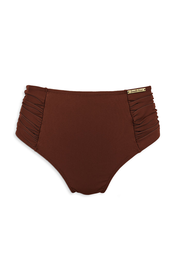 CALCINHA DE BIQUÍNI HOT PANTS DRAPEADA | MARROM