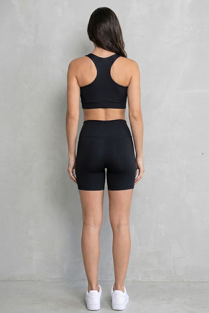 CONJUNTO FITNESS FEMININO TOP E SHORT PRETO BENDITO FAROL