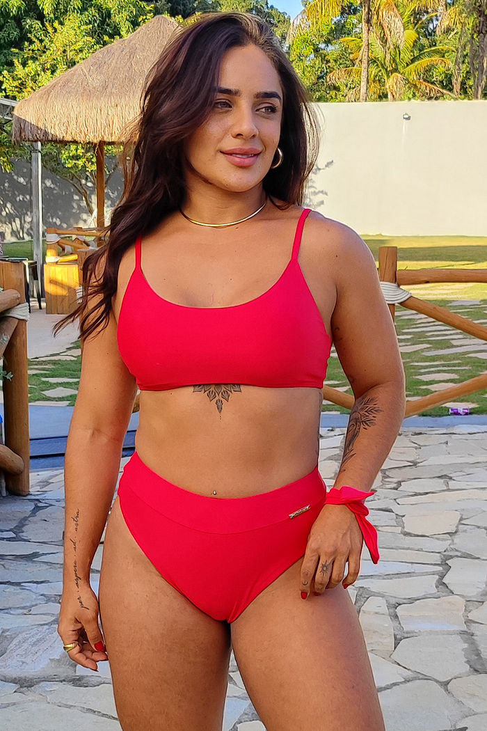 TOP DE BIQUÍNI CROPPED ALCINHA | VERMELHO LISO