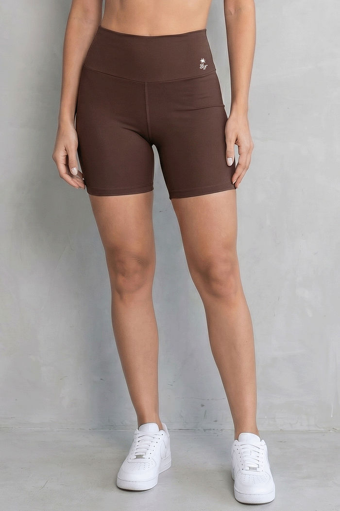 SHORT FITNESS FEMININO MARROM BENDITO FAROL - ZERO TRANSPARÊNCIA