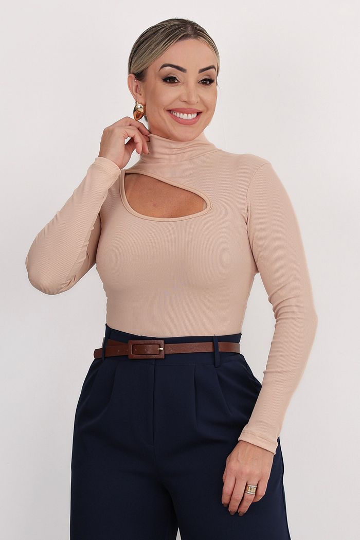 BLUSA MANGA LONGA KELY - BEGE CLARO