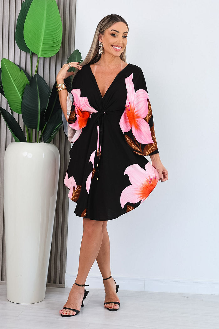 VESTIDO AMPLO REGULÁVEL SAMARA - PRETO