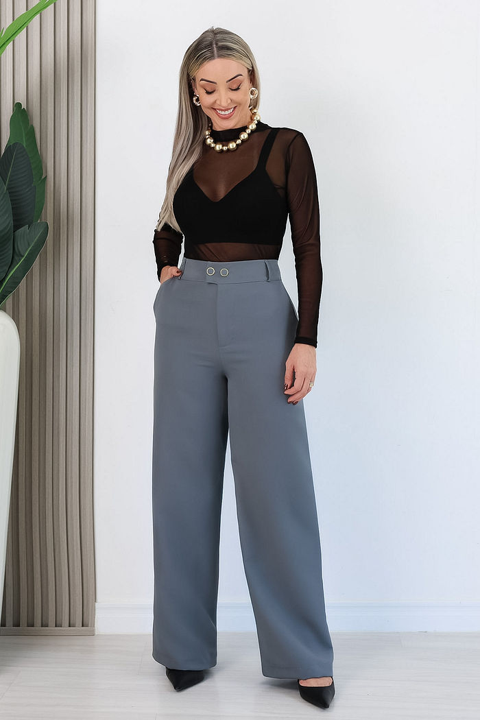 CALÇA ALFAIATARIA PANTALONA ROSALI - CINZA