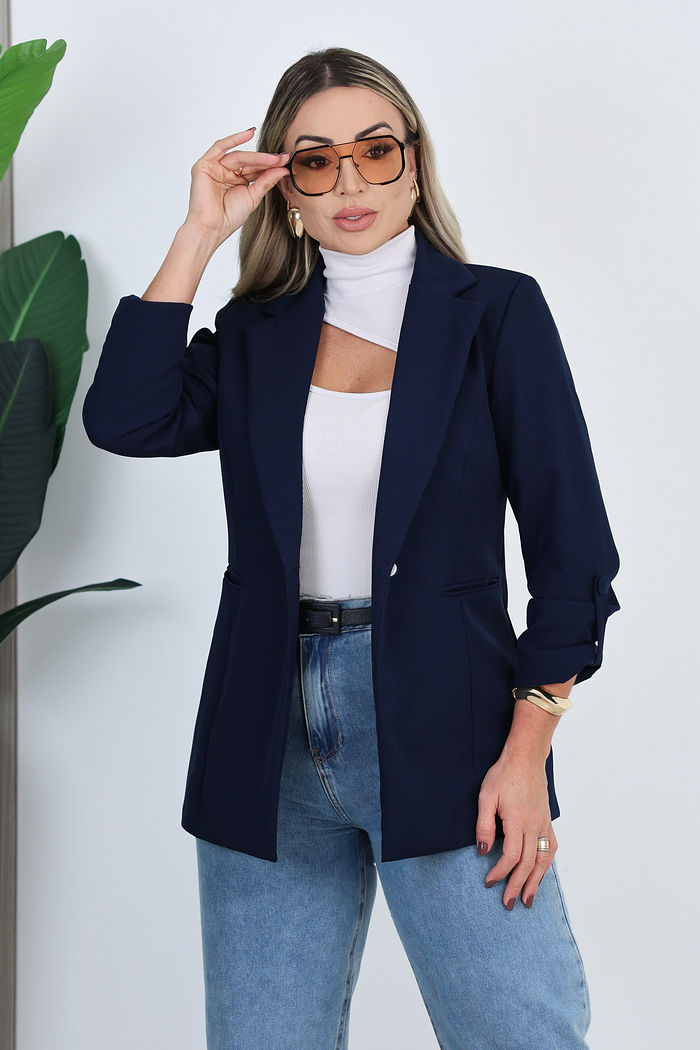 BLAZER ALFAIATARIA GISELI - AZUL MARINHO