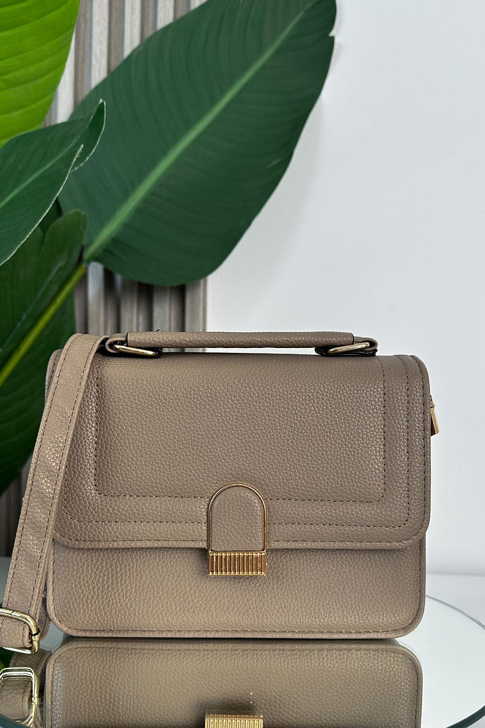 BOLSA COURO ECO AURORA (TAM G) - BEGE ESCURO