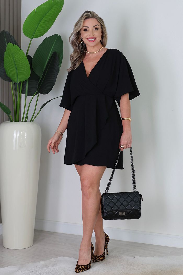 VESTIDO MANGA AMPLA TEREZA - PRETO