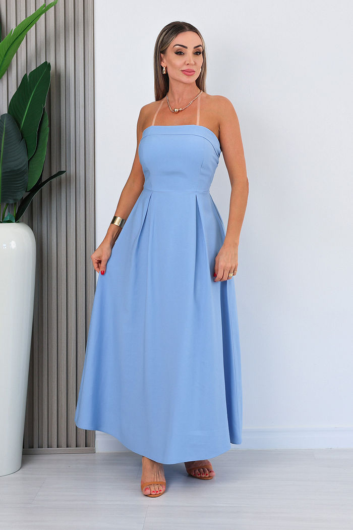 VESTIDO TOMARA QUE CAIA JAQUELINE - AZUL BEBÊ