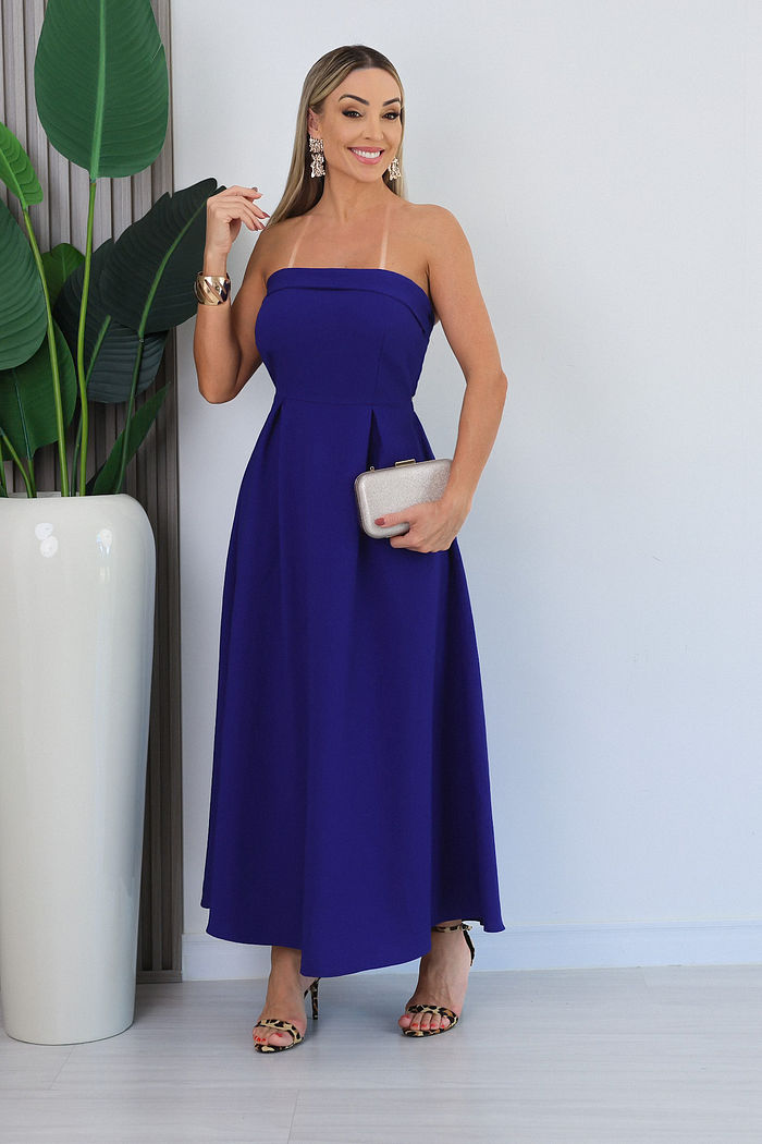 VESTIDO TOMARA QUE CAIA JAQUELINE - AZUL BIC