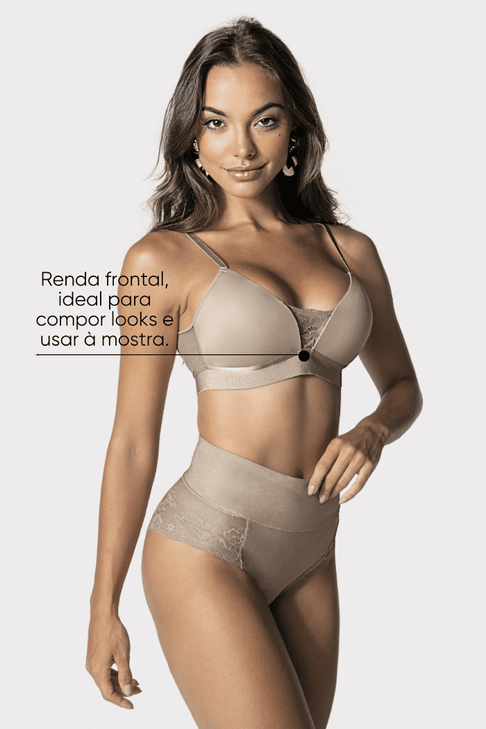 SUTIÃ DEMILLUS TRIÂNGULO RENDADO C/ BOJO ALICIA - BEGE