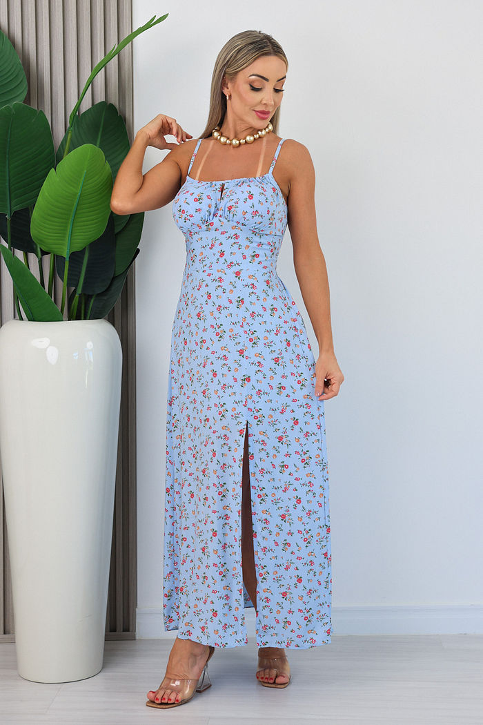 VESTIDO ALÇA FINA SIBELE - AZUL BEBÊ