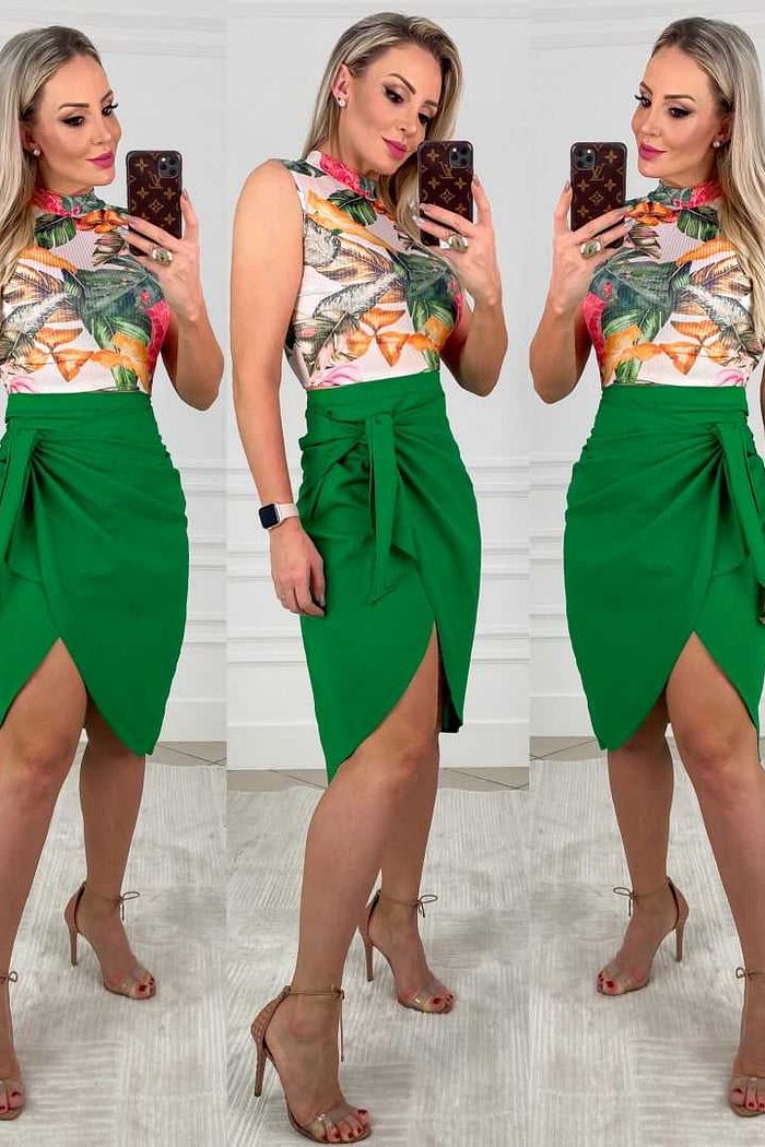 SAIA DE LINHO C/ AMARRAÇÃO NAIM - VERDE