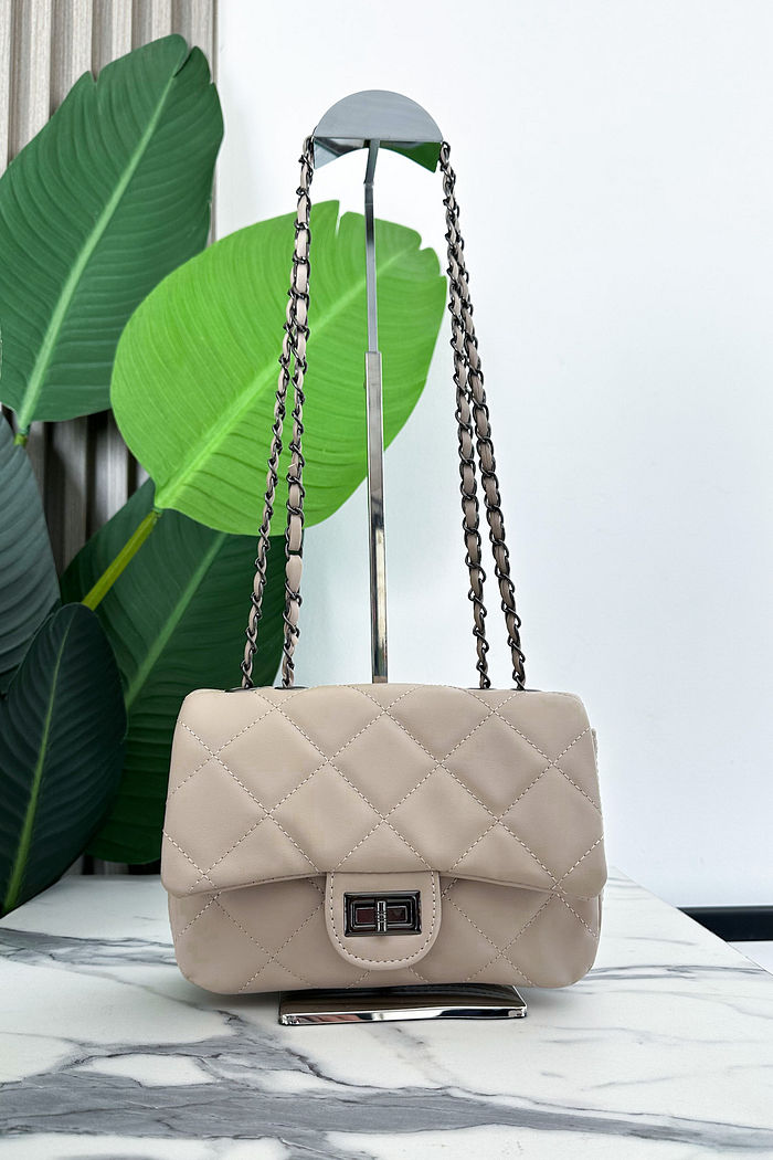 BOLSA COURO ECO PAMELA - BEGE CLARO