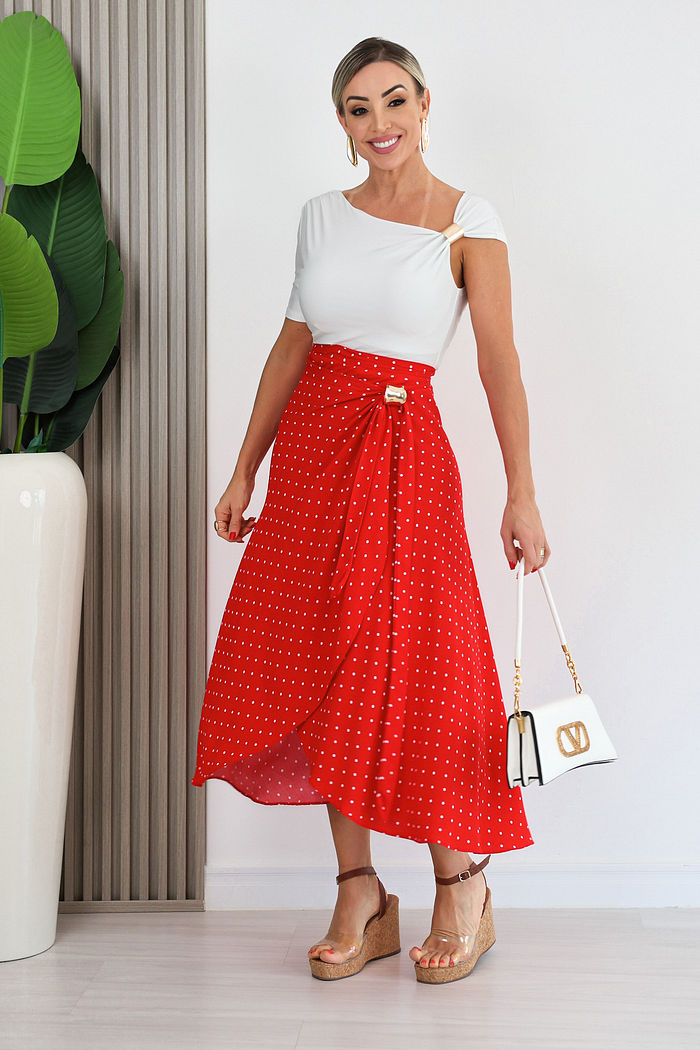 SAIA TRANSPASSADA LUDMILA -  VERMELHO C/ POA