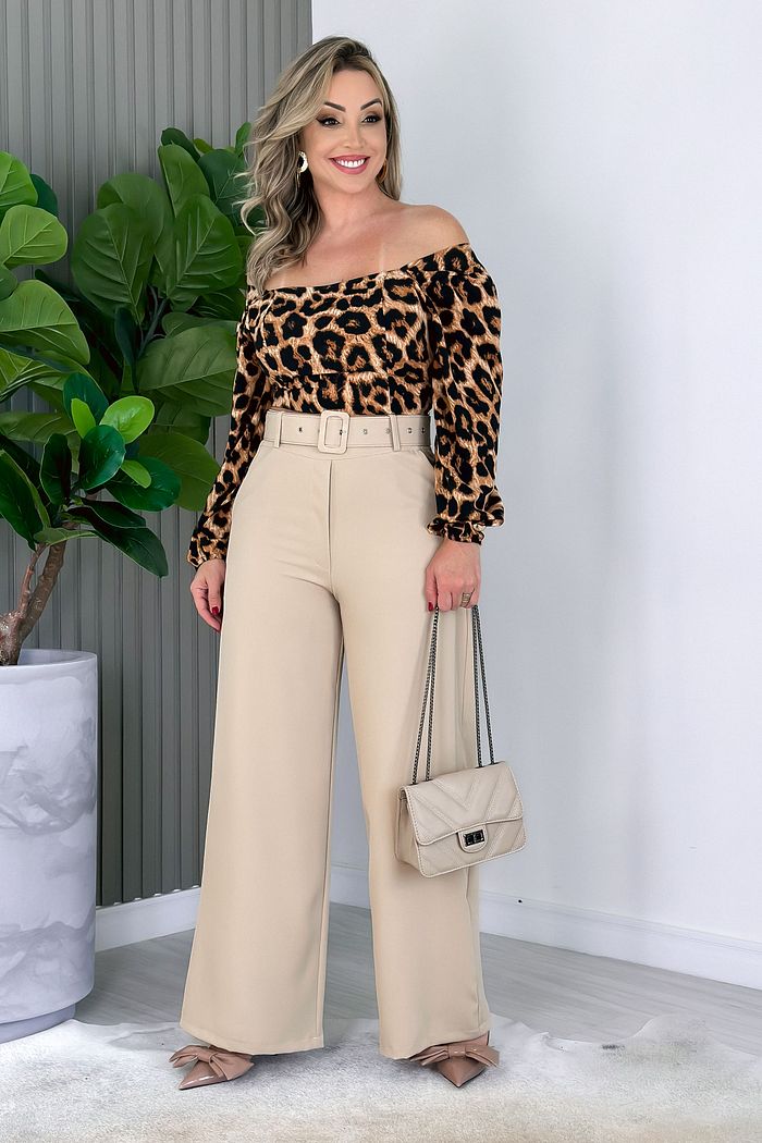 CALÇA PANTALONA ALFAIATARIA CLARICE - BEGE