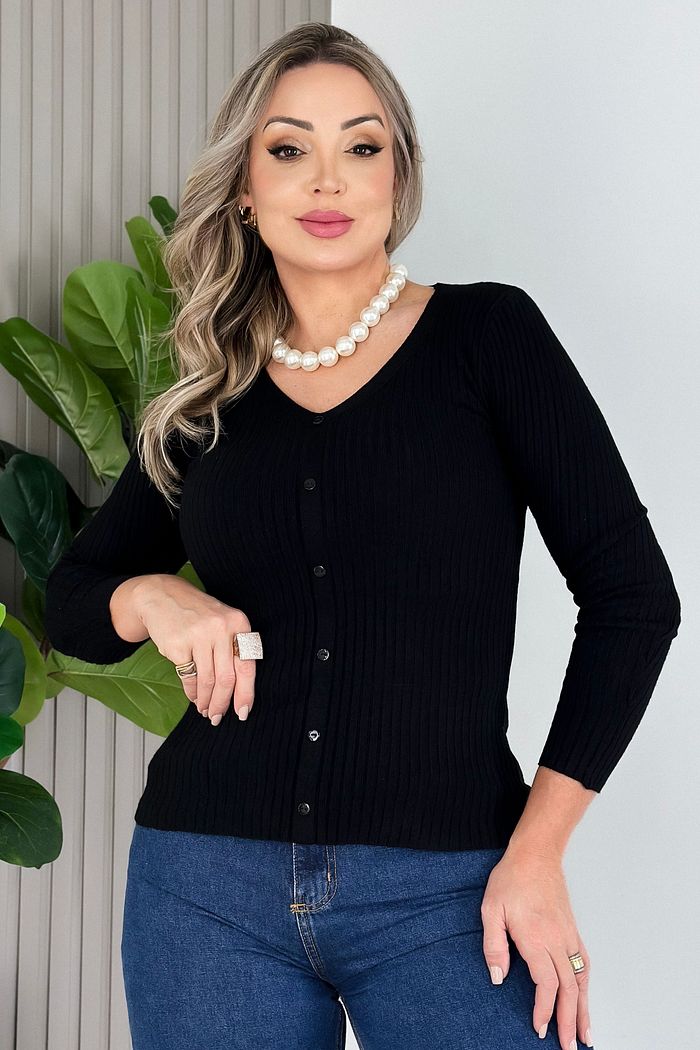 BLUSA MANGA LONGA BRUNA - PRETA