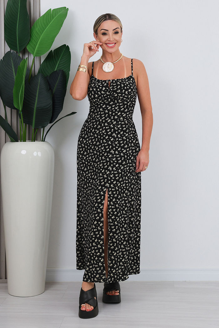 VESTIDO ALÇA FINA CELENE - PRETO