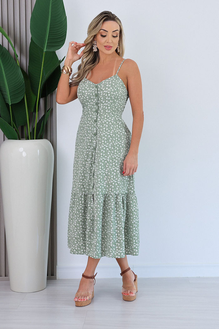VESTIDO LONGUETE LENA - FUNDO VERDE